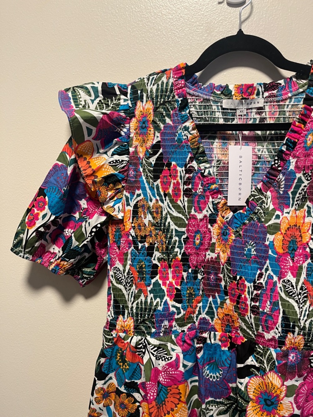 BALTIC BORN (NWT) Kyrie Puff Sleeve Short Dress, Multicolor Floral, Size XL - Picture 6 of 13